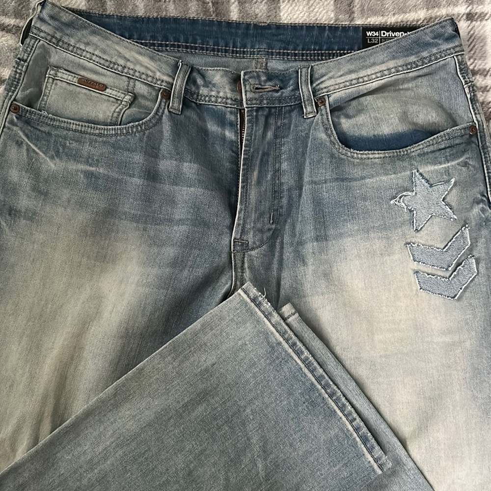 Buffalo David Bitton Driven-x, W34L32, Relaxed Straight Stretch Jeans.